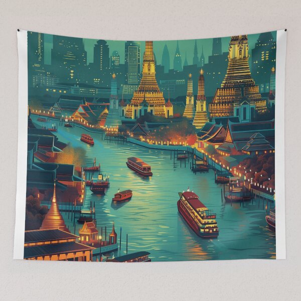Item preview, Vintage Poster Bangkok - Experience the fascination of an exotic metropolis! designed and sold by StrasserArt.