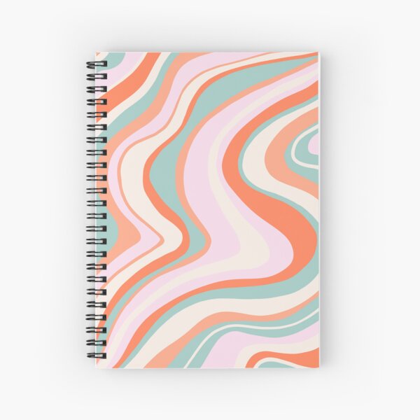 Orange, turquoise and cream marble swirls Spiral Notebook