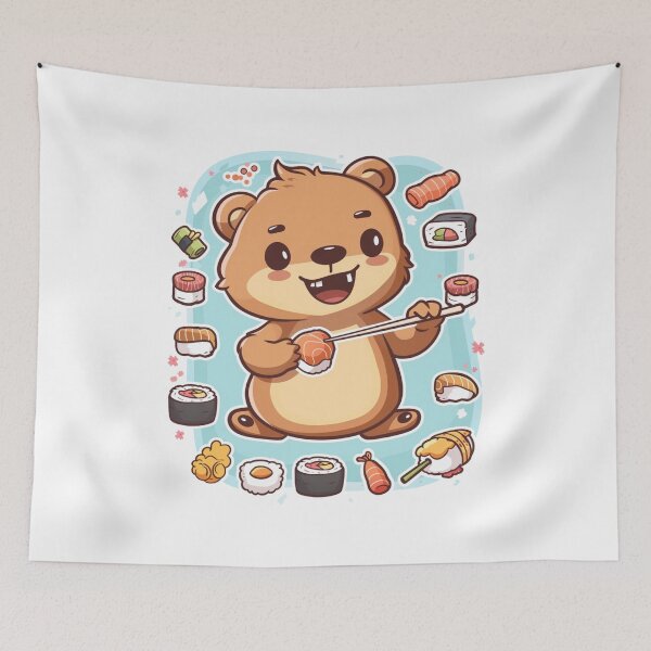 Item preview, Lindo Quokka comiendo sushi designed and sold by MilkyBerryShop.