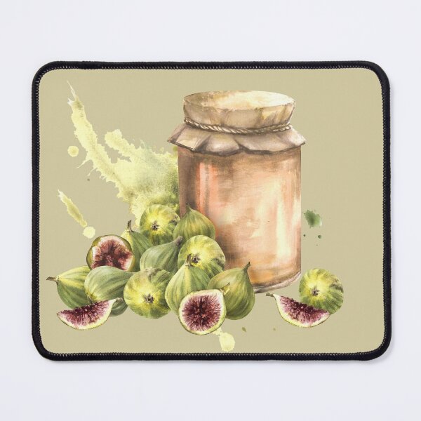 Item preview, Jam jar with pile of ripe figs fruit hand-drawn watercolor sticker  designed and sold by BartolArt.