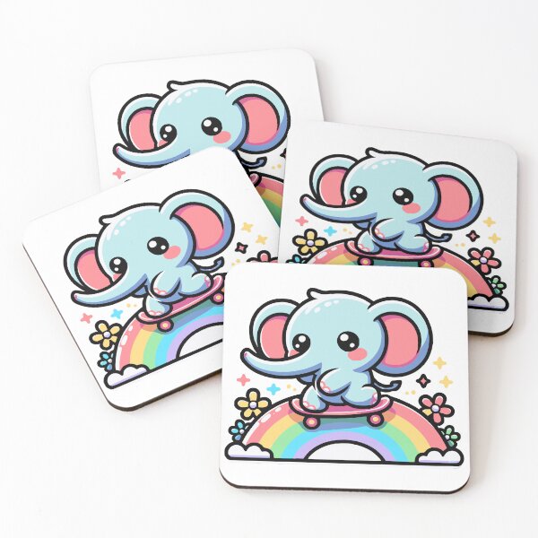 Item preview, Kawaii Elephant Skateboarding designed and sold by PeelZinc.