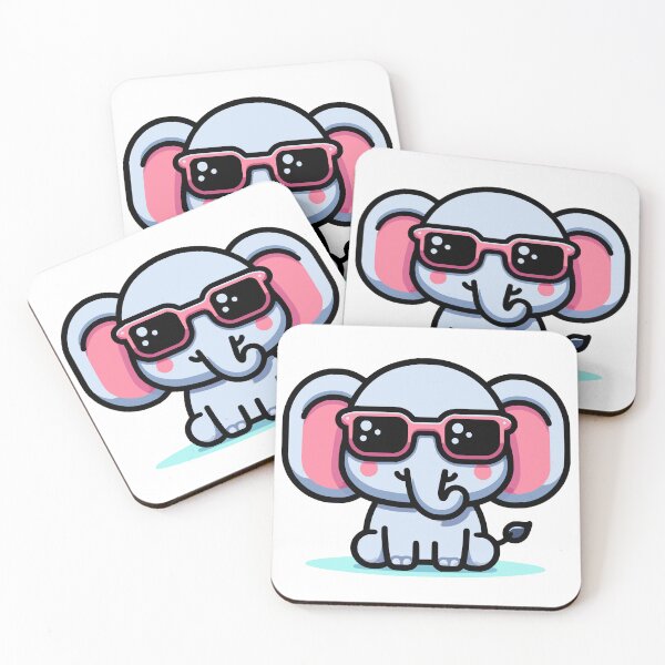 Item preview, Kawaii Elephant Wearing Sunglasses designed and sold by PeelZinc.