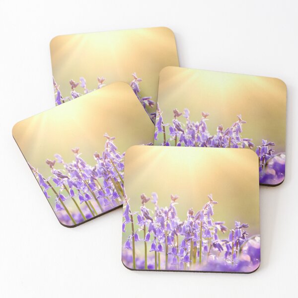 Item preview, Fresh bluebells close up with dawn sunrise  designed and sold by simonbratt.