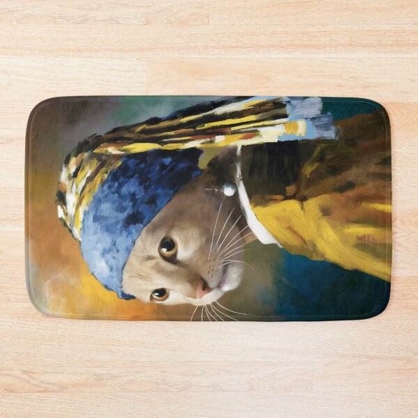 Item preview, Cat with a pearl Earring - remake of Girl with a pearl Earring by Vermeer designed and sold by EmeraldeaArt.