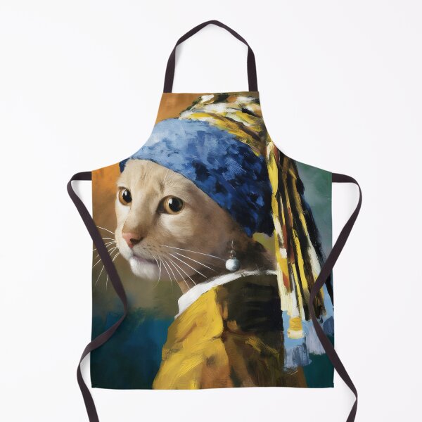 Item preview, Cat with a pearl Earring - remake of Girl with a pearl Earring by Vermeer designed and sold by EmeraldeaArt.