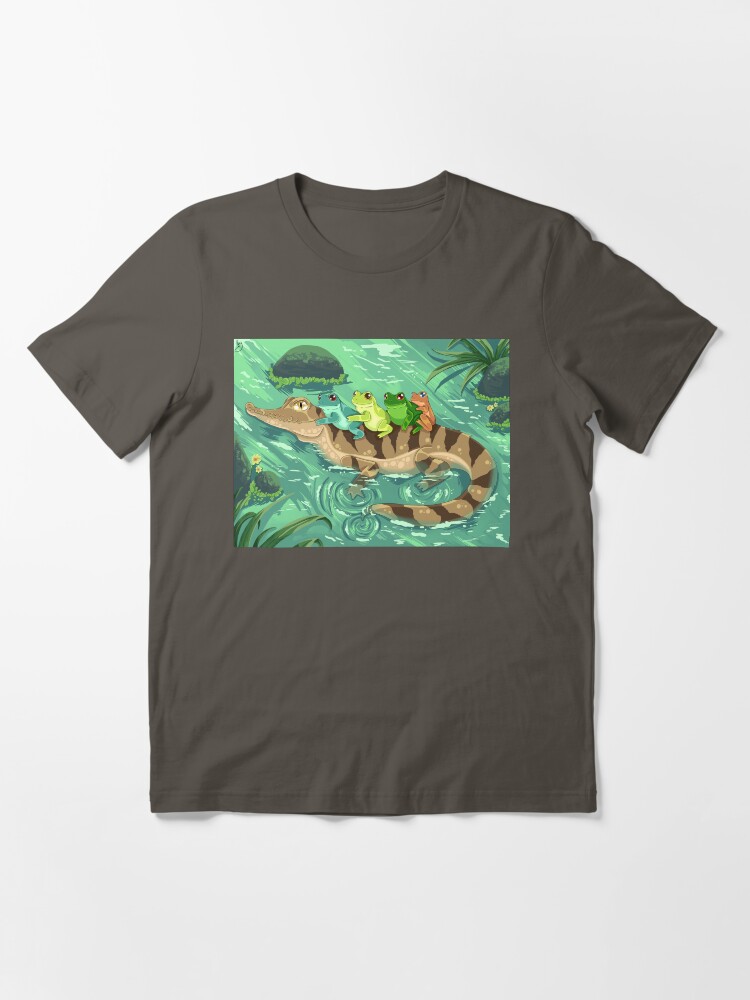 Frogs riding a crocodile!