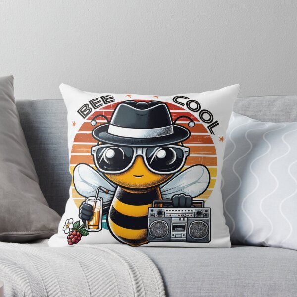 Item preview, Bee Cool with a vintage sunset wearing a mafia hat & sunglasses designed and sold by Talass.