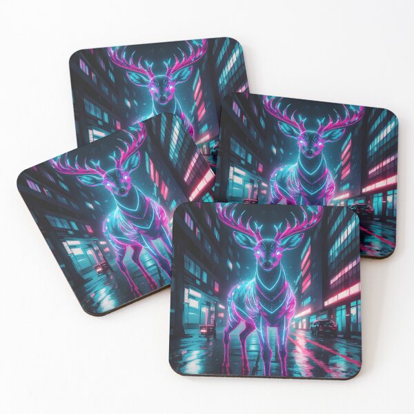 Item preview, Neon deer in cityscape designed and sold by Paul-Place.