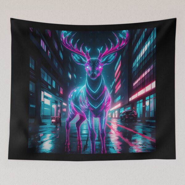 Item preview, Neon deer in cityscape designed and sold by Paul-Place.