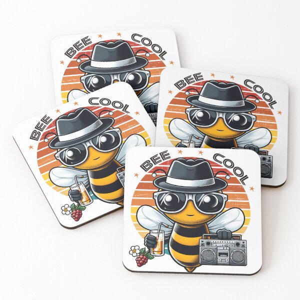 Item preview, Bee Cool with a vintage sunset wearing a mafia hat & sunglasses designed and sold by Talass.