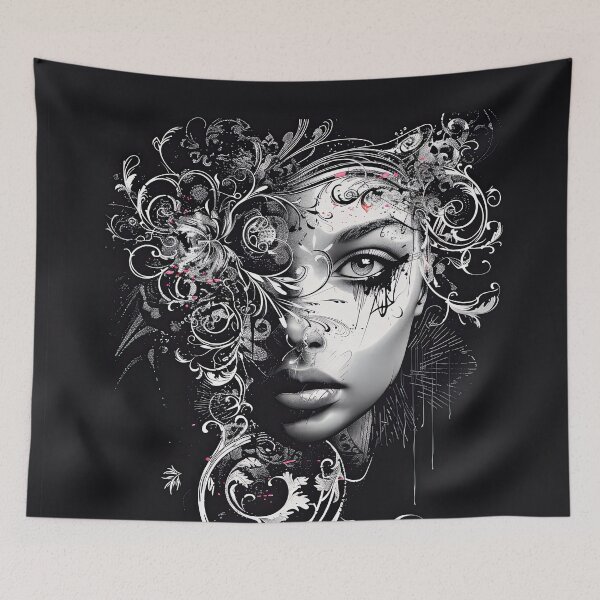 Item preview, Woman portrait in black and white designed and sold by FlowersColorful.