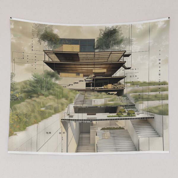 Item preview, architectural drawing  designed and sold by PricklyPeanut.