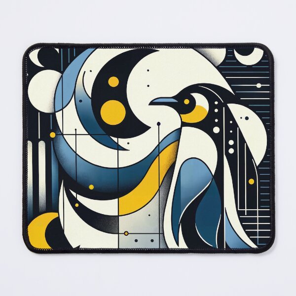 Item preview, Navy Blue Yellow Geometric Abstract Pattern Penguin Moon Phase Night designed and sold by PenguinForests.
