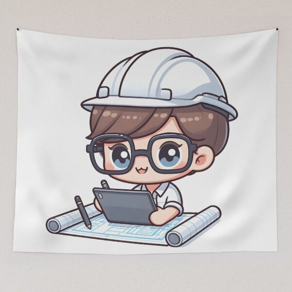 Item preview, Kawaii Architect With Blueprint Glasses designed and sold by CanvasCutie.