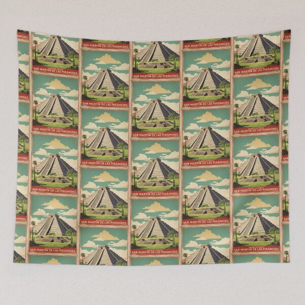 Item preview, San Martin de las Piramides Estado de Mexico Magic Town Vintage Travel Tourism Poster  designed and sold by TravelersGems.