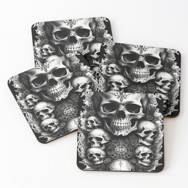 Item preview, Skull : black and white death tatoo designed and sold by VonKalt.