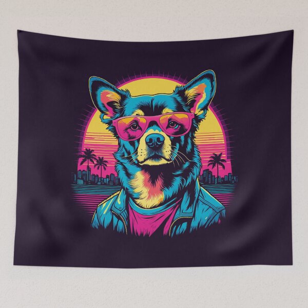 Item preview, Dog with glasses the canine soundtrack of fashion, with each step accompanied by chords of elegance and stylish rhythm designed and sold by Pulsant  Paintings.