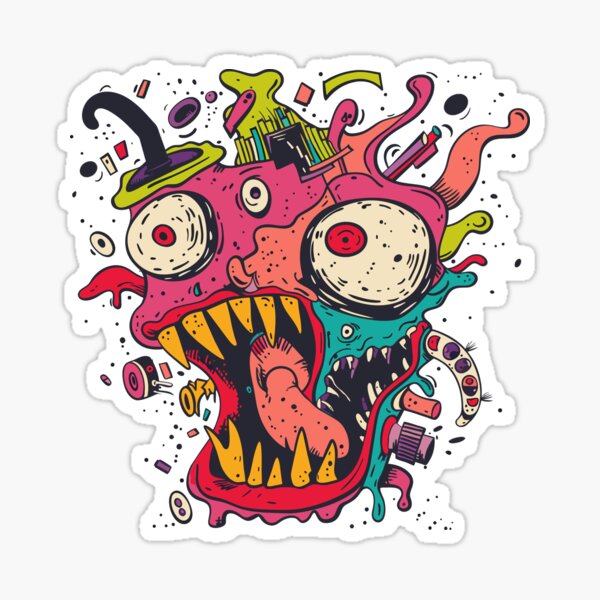 Whimsical Chaos: The Surreal Monster Sticker