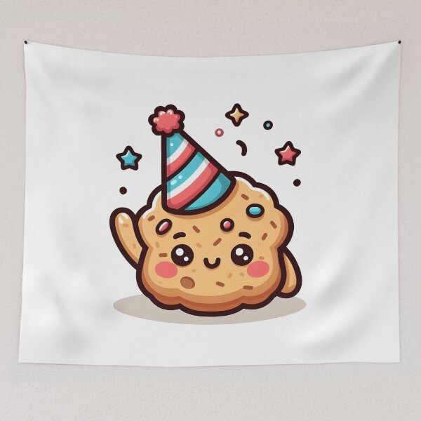 Item preview, Kawaii Cookie With Party Hat designed and sold by CanvasCutie.