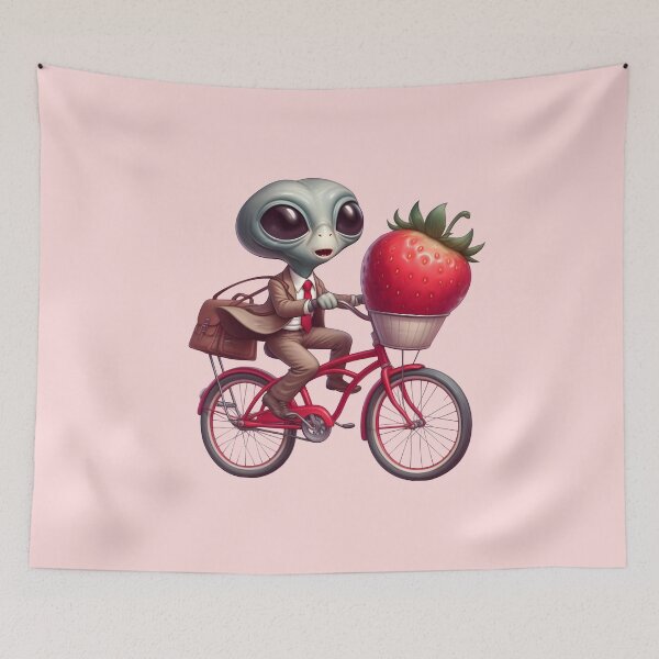 Item preview, Funny Alien riding bicycle  designed and sold by Animalpetslover.