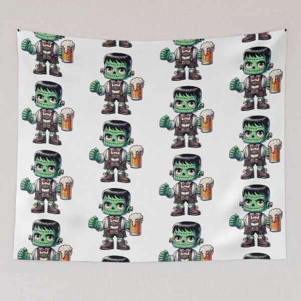 Item preview, cute monster in a national Bavarian costume and with a mug of beer bayern, deutschland, germany,  designed and sold by Anastasiia Lang.