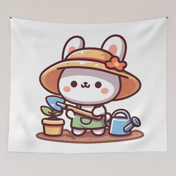 Item preview, Kawaii Rabbit With Sun Hat designed and sold by CanvasCutie.