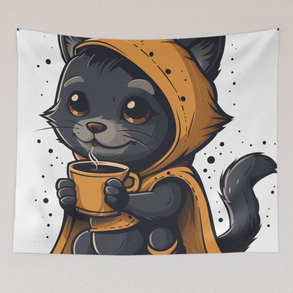 Item preview, Misty Morning Cat Monk with Tea designed and sold by dungeonwarriors.