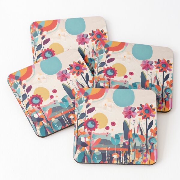 Item preview, Abstract colourful flowers designed and sold by NingningS.