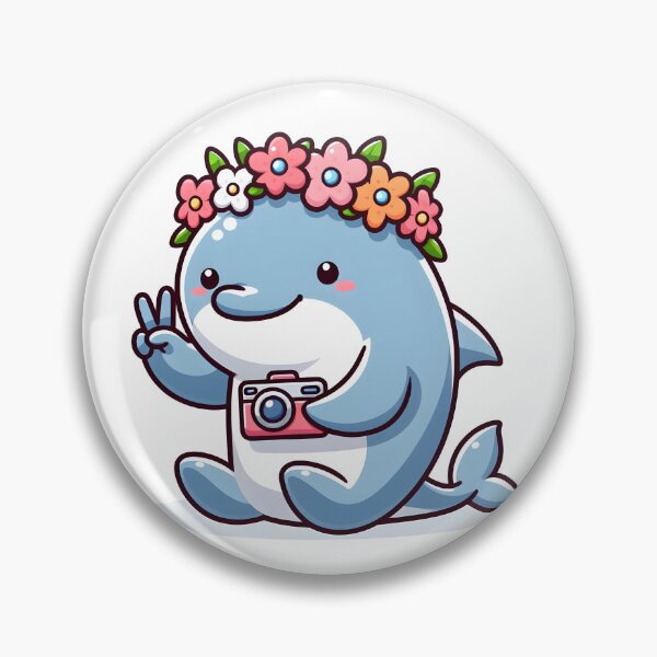 Item preview, Kawaii Dolphin With A Camera And A Flower Crown Taking A Selfie designed and sold by CanvasCutie.