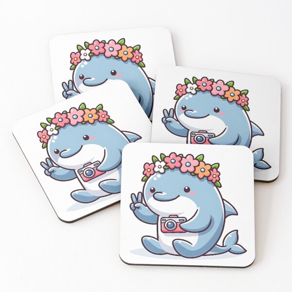 Item preview, Kawaii Dolphin With A Camera And A Flower Crown Taking A Selfie designed and sold by CanvasCutie.