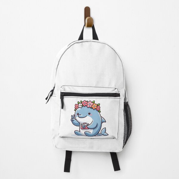 Item preview, Kawaii Dolphin With A Camera And A Flower Crown Taking A Selfie designed and sold by CanvasCutie.