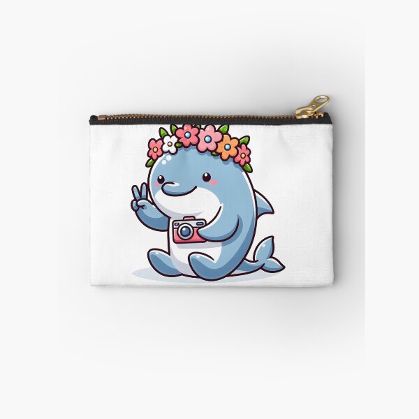 Item preview, Kawaii Dolphin With A Camera And A Flower Crown Taking A Selfie designed and sold by CanvasCutie.