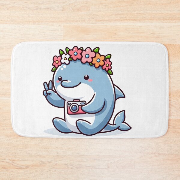 Item preview, Kawaii Dolphin With A Camera And A Flower Crown Taking A Selfie designed and sold by CanvasCutie.