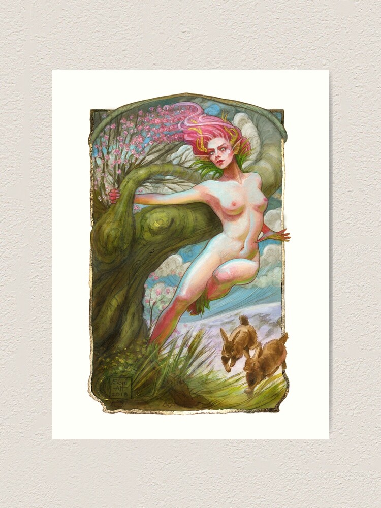Thumbnail 2 of 3, Art Print, Spirit of Spring designed and sold by BohemianWeasel.
