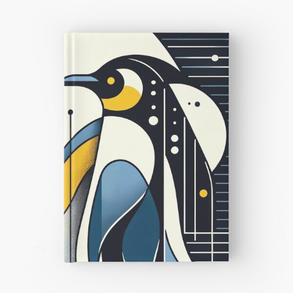 Item preview, Navy Blue Yellow Geometric Abstract Pattern Penguin Moon Phase Night designed and sold by PenguinForests.