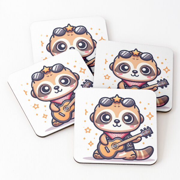 Item preview, Kawaii Meerkat With A Rockstar Outfit designed and sold by CanvasCutie.
