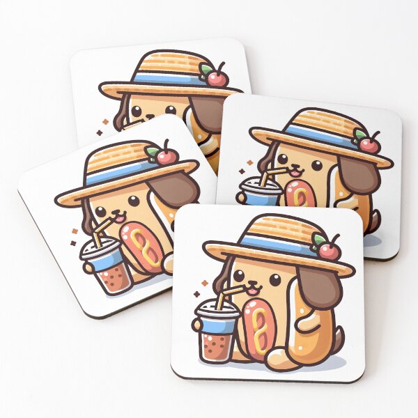 Item preview, Kawaii Hot Dog With Straw Hat designed and sold by CanvasCutie.