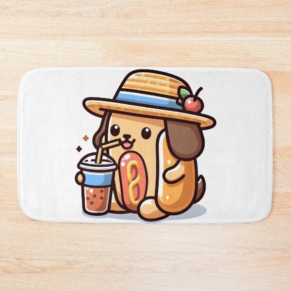 Item preview, Kawaii Hot Dog With Straw Hat designed and sold by CanvasCutie.