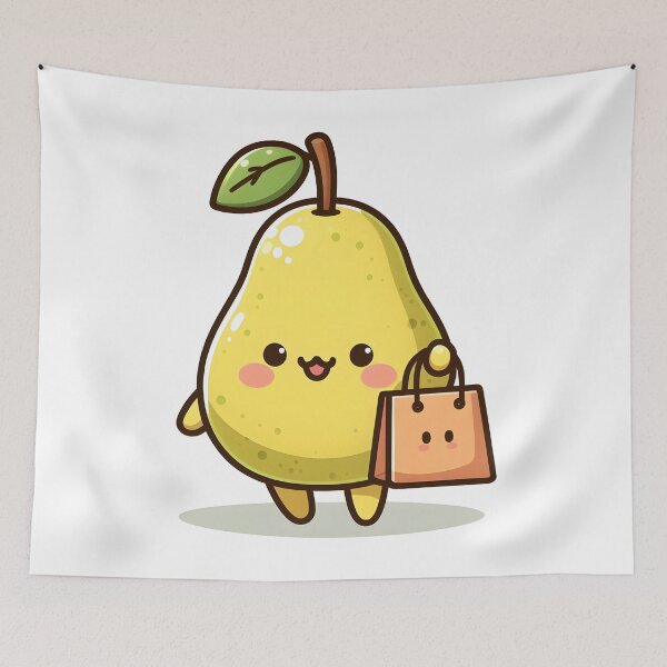 Item preview, Kawaii Pear With A Shopping Bag Shopping designed and sold by CanvasCutie.
