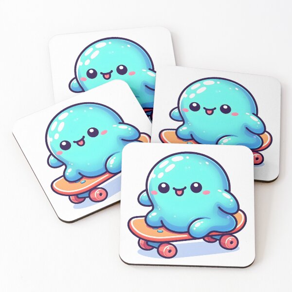 Item preview, Kawaii Cute Slime With Skateboard designed and sold by CanvasCutie.