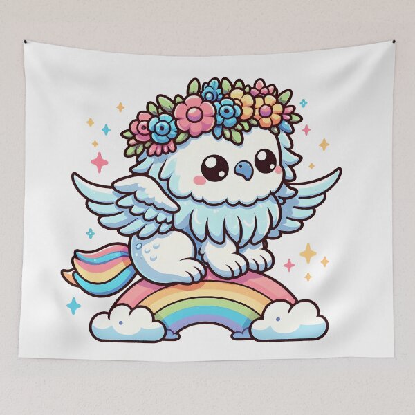 Item preview, Kawaii Dainty Griffin: With A Flower Crown designed and sold by CanvasCutie.