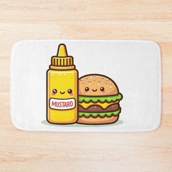 Item preview, Kawaii Burger Sitting Beside Mustard Bottle designed and sold by CanvasCutie.