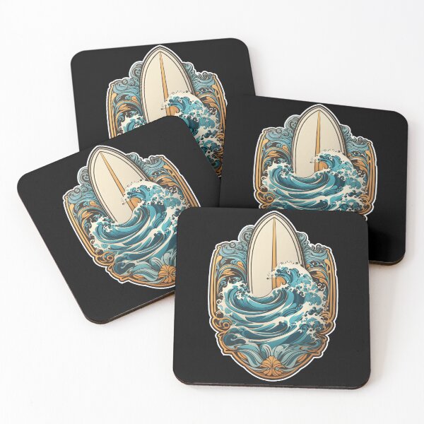 Item preview, Big Wave Splash Surfboard - Art Deco Surfing designed and sold by NautiChic.