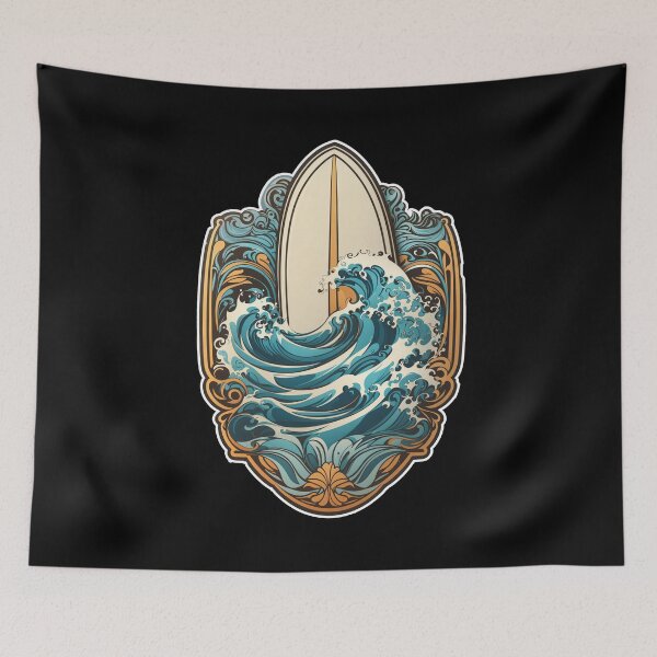 Item preview, Big Wave Splash Surfboard - Art Deco Surfing designed and sold by NautiChic.