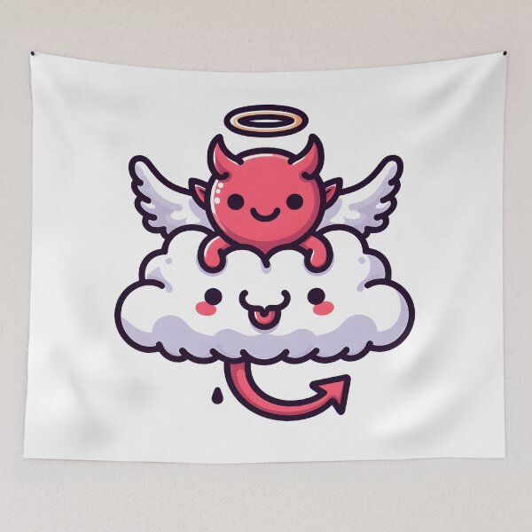 Item preview, Kawaii Buoyant Demon: Wearing Angel Wings designed and sold by CanvasCutie.