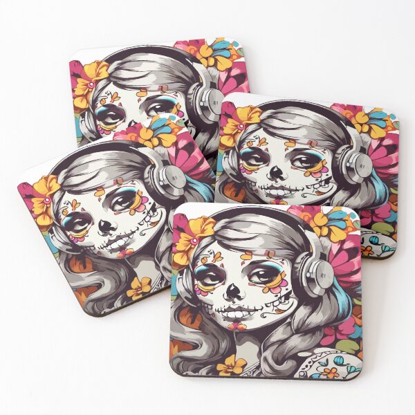 Item preview, sugar flowers skull retro vintage art print decoration designed and sold by X-ecute.