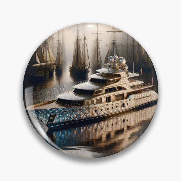 Item preview, Majestic Yacht: Pearlescent Elegance in Surreal Atmosphere designed and sold by ByDigitalDream.