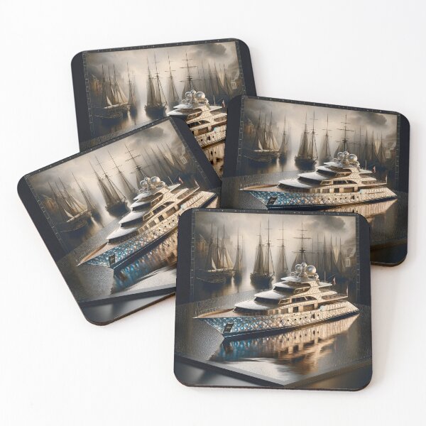 Item preview, Majestic Yacht: Pearlescent Elegance in Surreal Atmosphere designed and sold by ByDigitalDream.