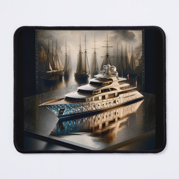 Item preview, Majestic Yacht: Pearlescent Elegance in Surreal Atmosphere designed and sold by ByDigitalDream.