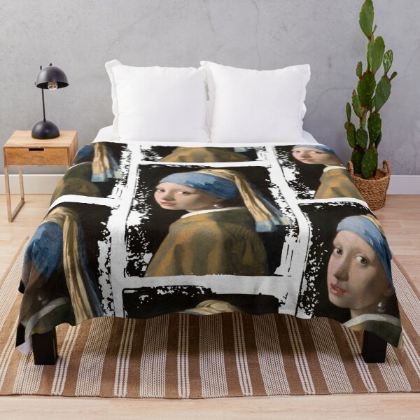 Artikelvorschau, Mädchen mit Perlenohrring im Grunge-Rahmen – gemalt von Johannes Vermeer entworfen und verkauft von EmeraldeaArt.